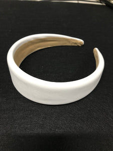 Headband - Faux Leather White 4cm wide