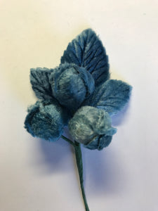 Vintage Velvet Leaves - Small Bud & Leaf Blue