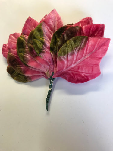 Vintage Velvet Leaves Medium - Pink/Green