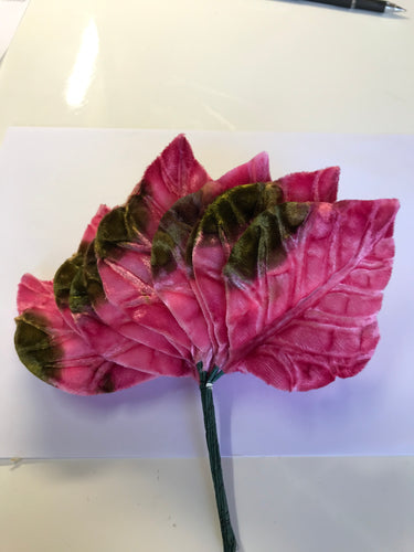 Vintage Velvet Leaves - Large Pink/Green