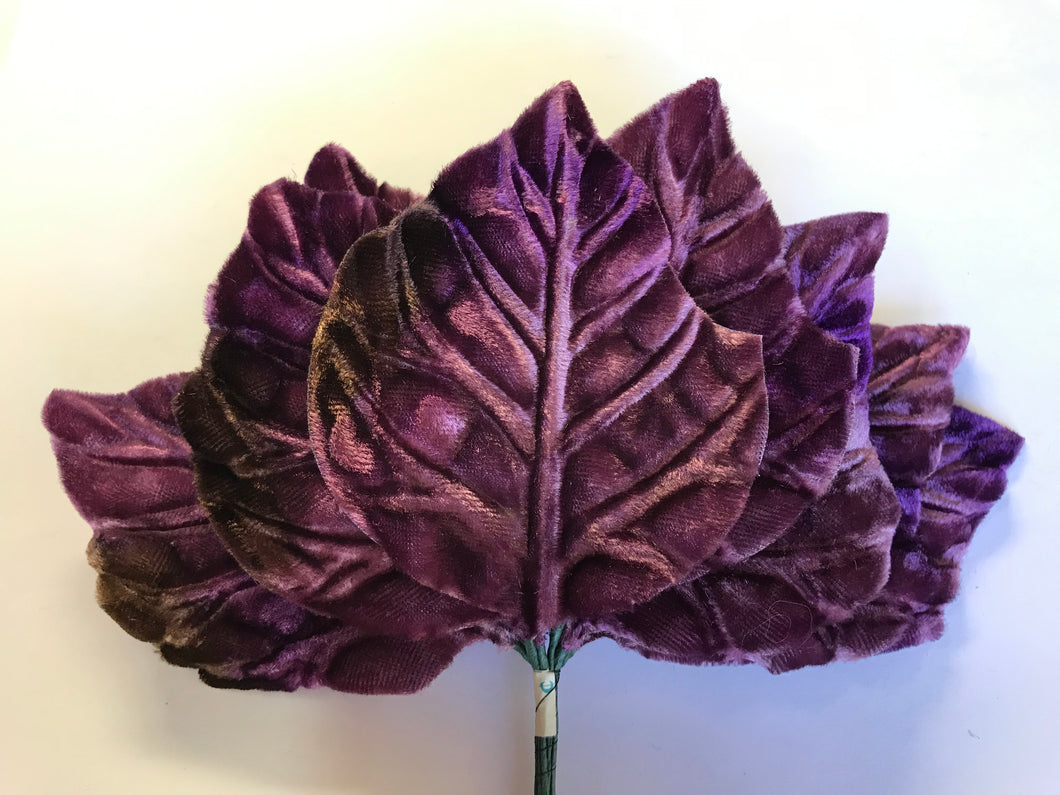 Vintage Velvet Leaves - Large Grape