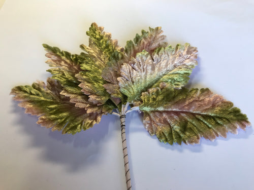 Vintage Velvet Leaves Delicate - Pink/Green