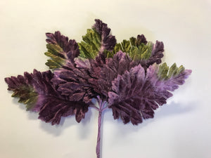 Vintage Velvet Leaves Delicate - Grape/Green