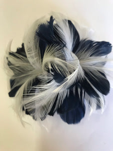 Feather Flower (Double) F1418 Navy & White