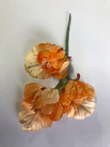 Vintage Small Velvet Flowers & Buds - Orange Code 58