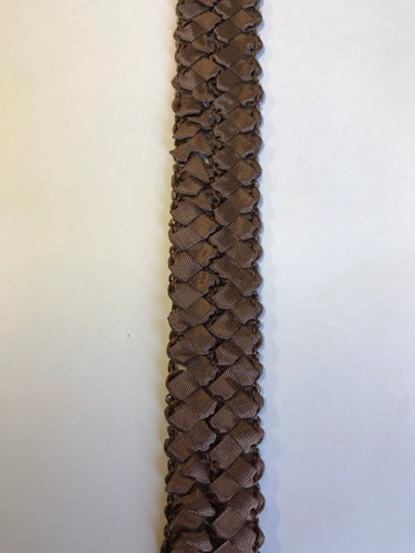 Stretch Straw & Fabric Bias 2.5cm wide Brown