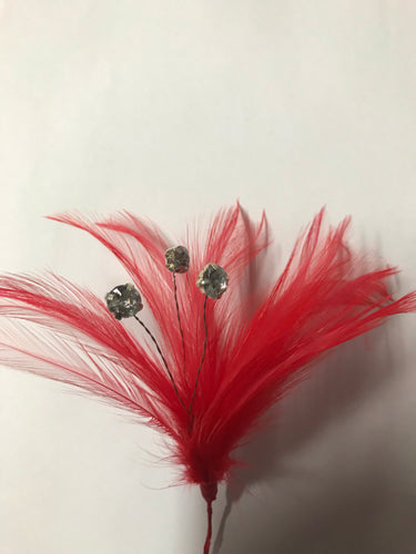 Feather Flower Diamontee Centre FBN610 Red