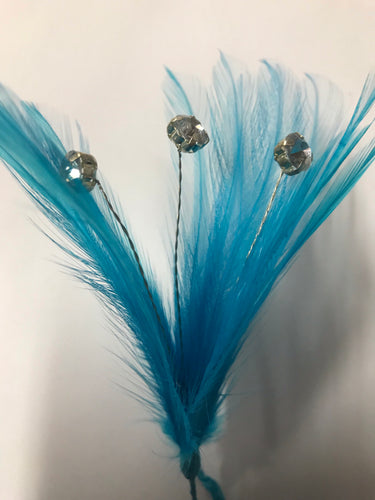 Feather Flower Diamontee Centre FBN610 Turquoise