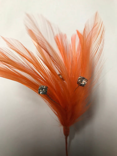 Feather Flower Diamontee Centre FBN610 Orange