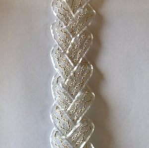 Vintage Swiss Crinoline Braid 4cm wide White with Gold Thread