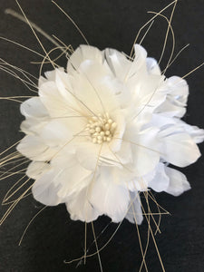 Feather Flower with Peacock Fringes EF1097 White