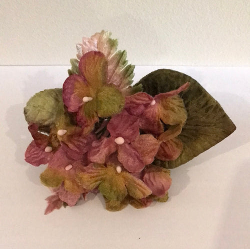 Vintage Velvet Hydrangea Posy - Pink/Green