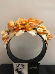 Vintage Small Velvet Flowers & Buds - Orange Code 58