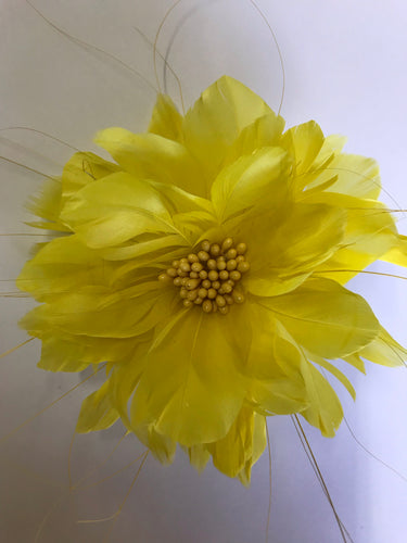 Feather Flower with Peacock Fringes EF1097 Yellow