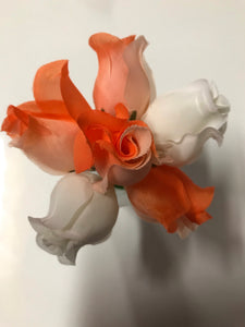 Flower Bunch of Rose Buds (6)  Orange/White Code 76