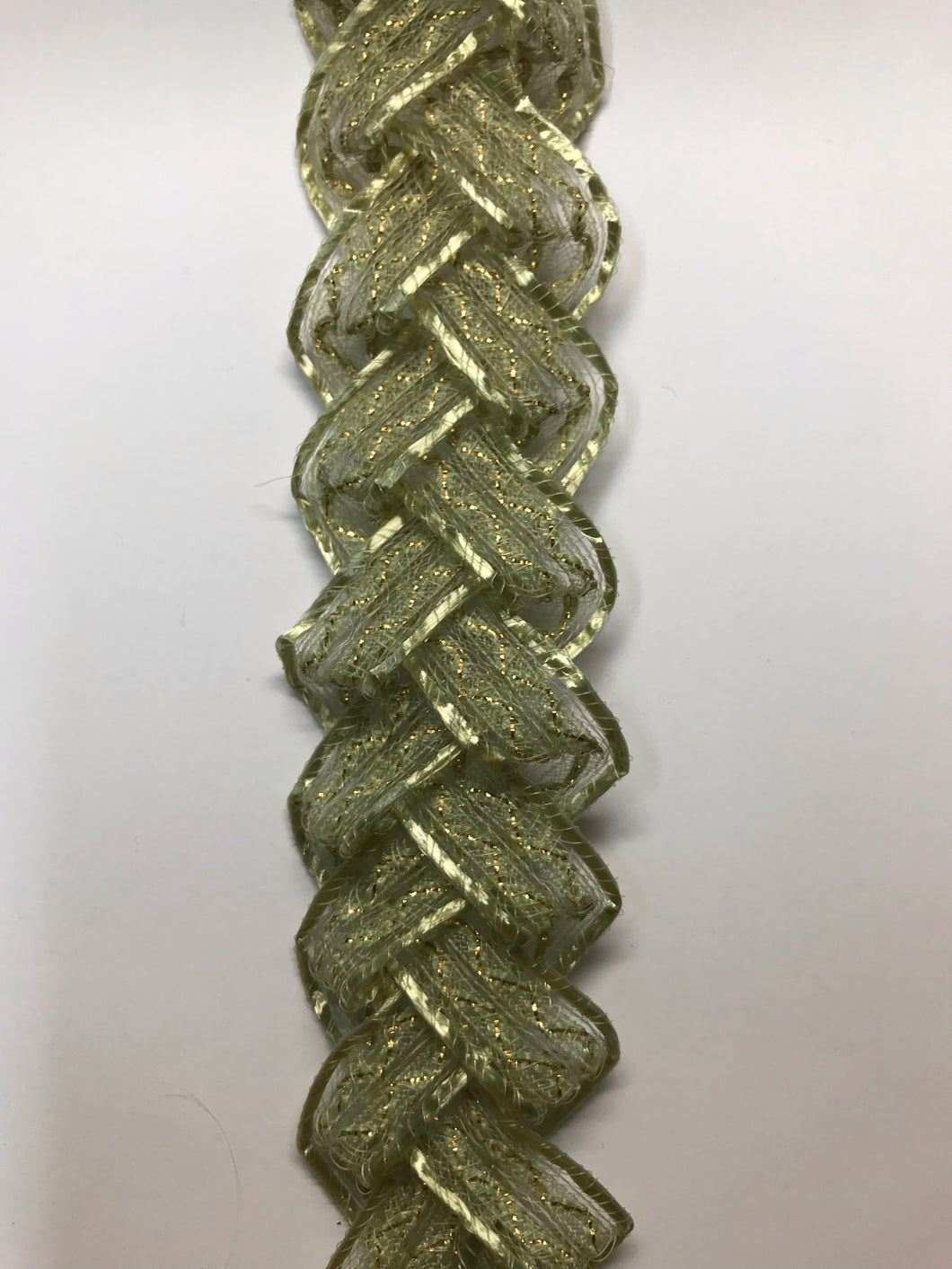 Vintage Swiss Crinoline & Straw Braid (4 - 4.5cm) - Green/Gold Code 11