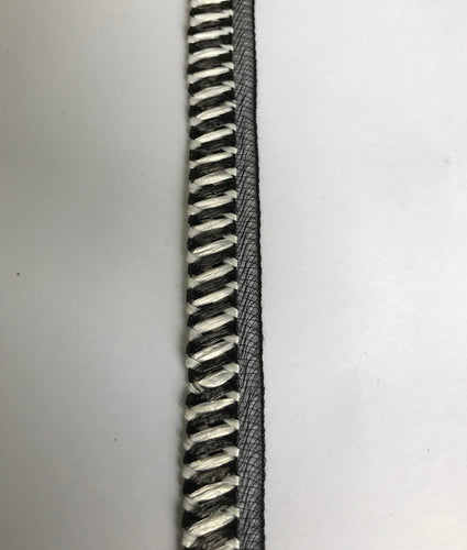 Straw Bias (fine) with Crinoline Edge 2cm wide Black & White Stripe