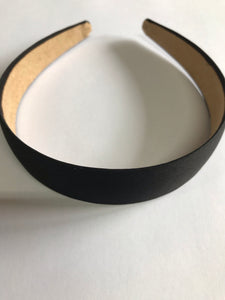 Headband Satin Covered 3cm Black