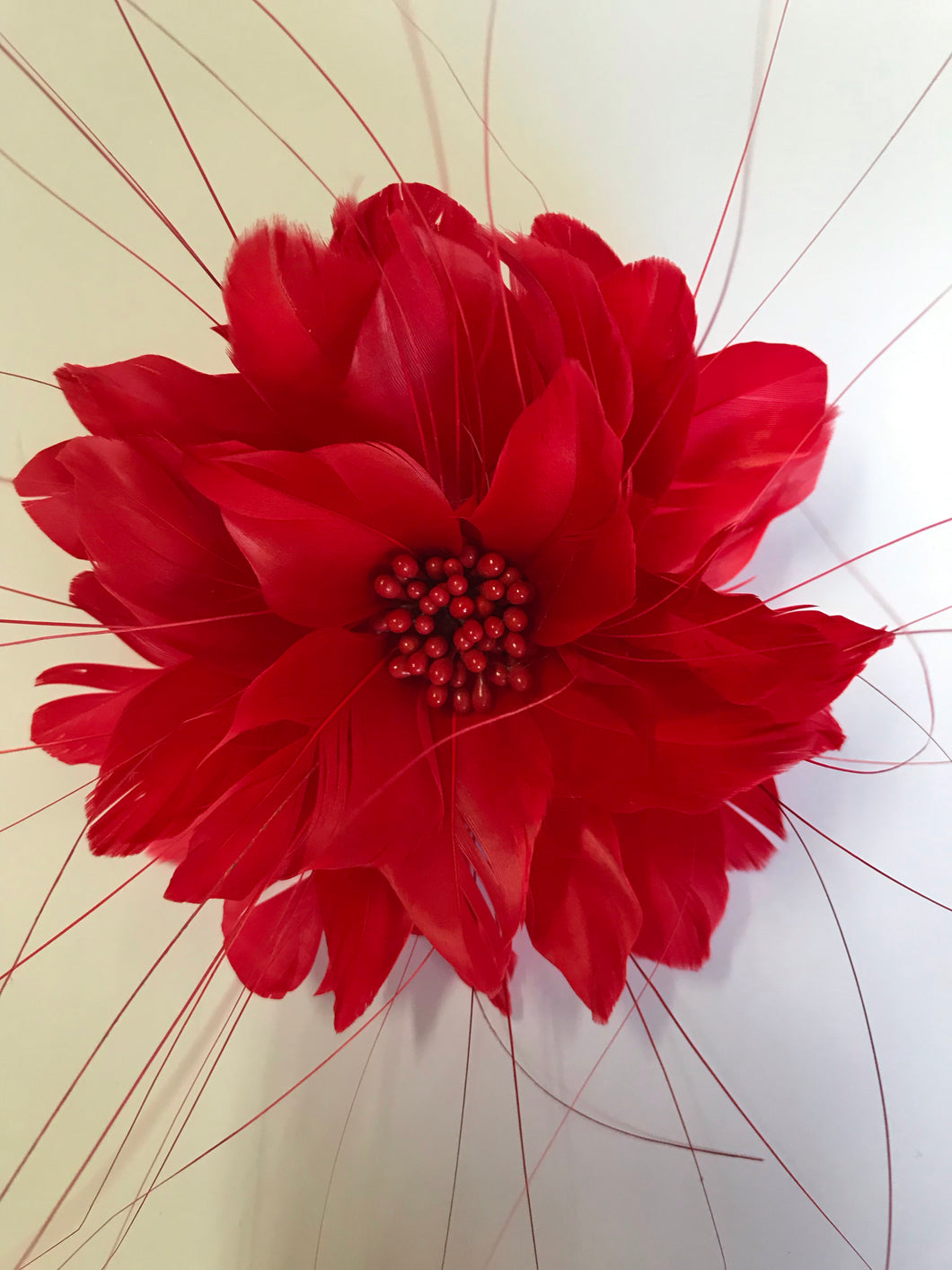 Feather Flower with Peacock Fringes EF1097 Red