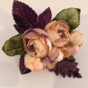 Vintage Velvet Rose Bud Posy - Dogwood with Velvet Leaves