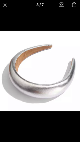 Headband - Shiny Faux Leather Silver