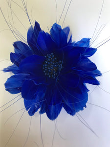 Feather Flower with Peacock Fringes EF1097 Royal Blue