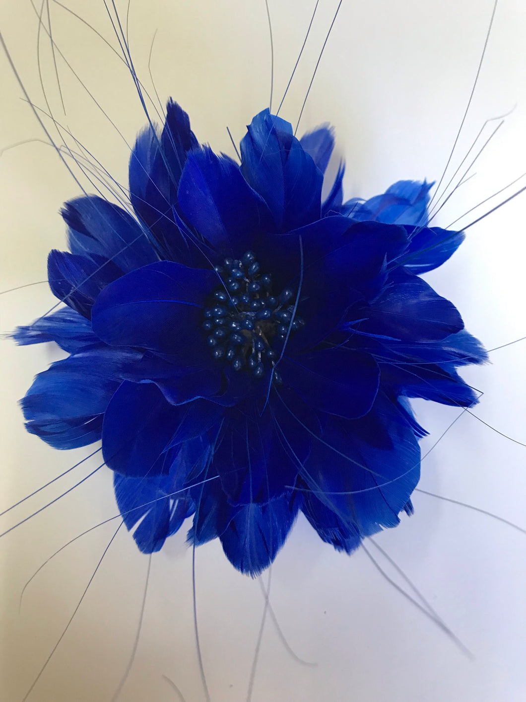 Feather Flower with Peacock Fringes EF1097 Royal Blue