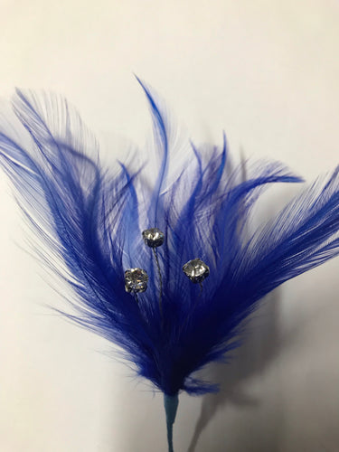 Feather Flower Diamontee Centre FBN610 Royal Blue