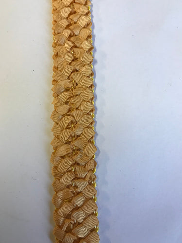 Stretch Straw & Fabric Bias 2.5cm wide Gold