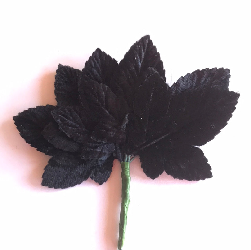 Vintage Velvet Leaves - Black Small