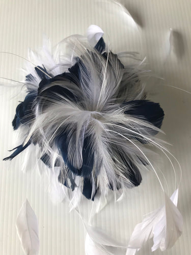 Feather Flower Large FF1451 Navy Blue & White