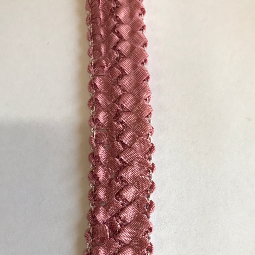 Stretch Straw & Fabric Bias 2.5cm wide Pink