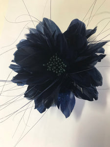 Feather Flower with Peacock Fringes EF1097 Dark Navy