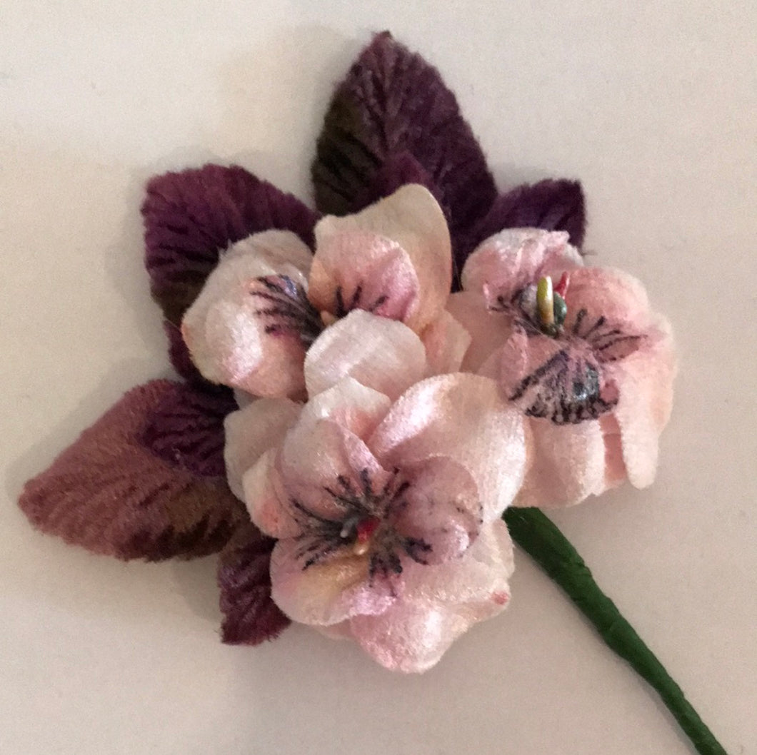 Vintage Velvet Flower Posy -  Pink ( Small)