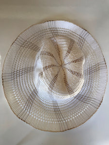 Brim Hat - Fine weave White, Brown & Cream