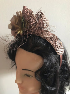 Vintage Swiss Crinoline & Straw Braid 5cm wide - Brown Scallops Code 13