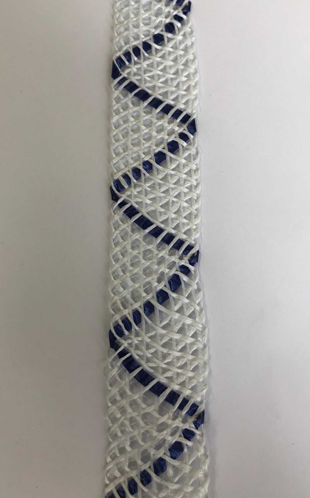 Bias - Fine Patterned Straw 3cm Wide White/Navy