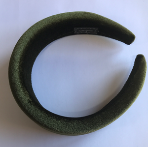 Headband THICK VELVET 4cm wide Olive Green