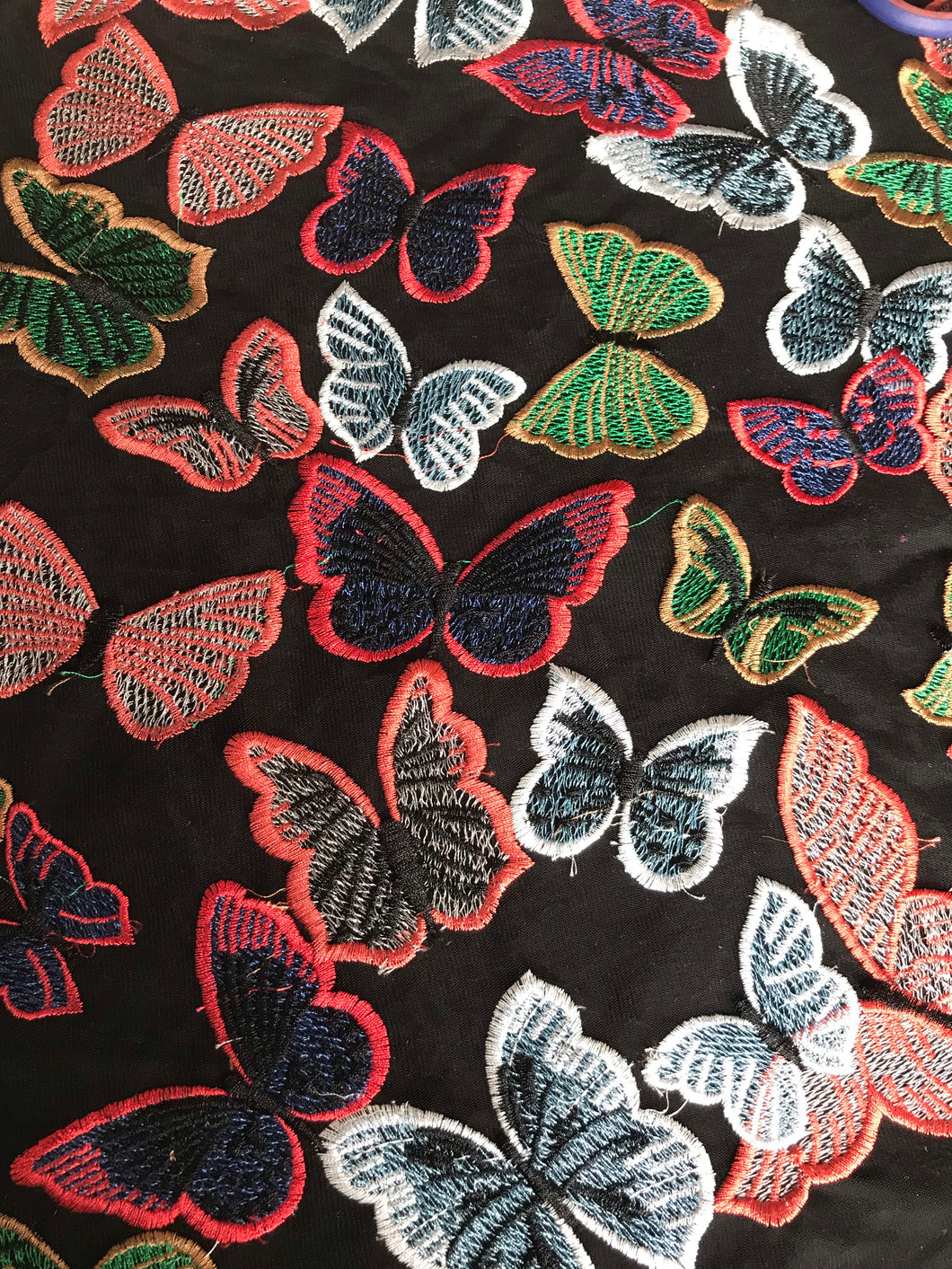 Lace - Multi Embroidered Butterflies Code 01