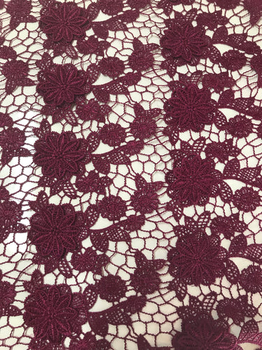 Lace - Guipure Double Flower- Plum Code 31