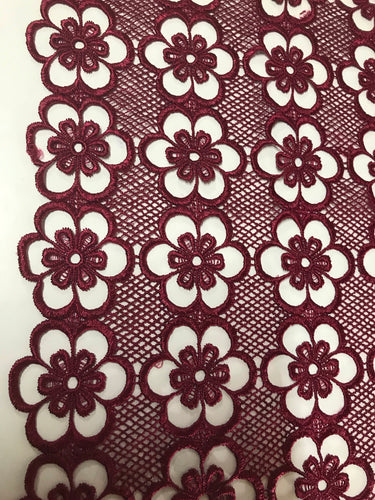 Lace - Guipure Flowers - Burgundy Code 38